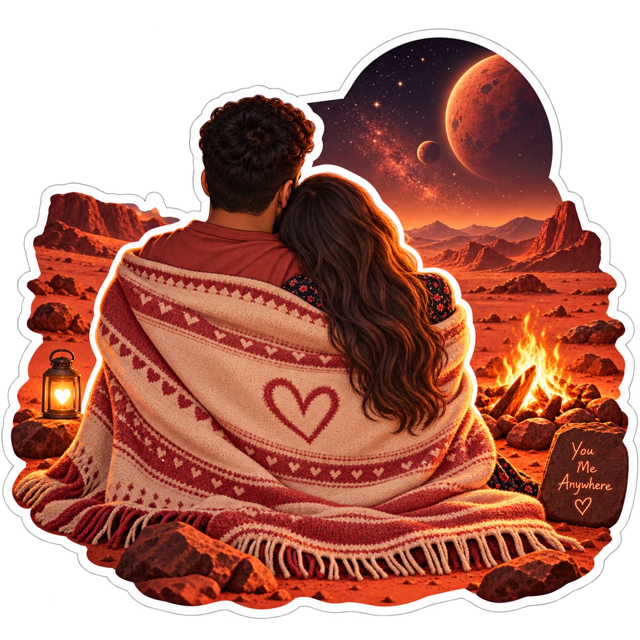 A virtual picture of us together under a blanket on Mars